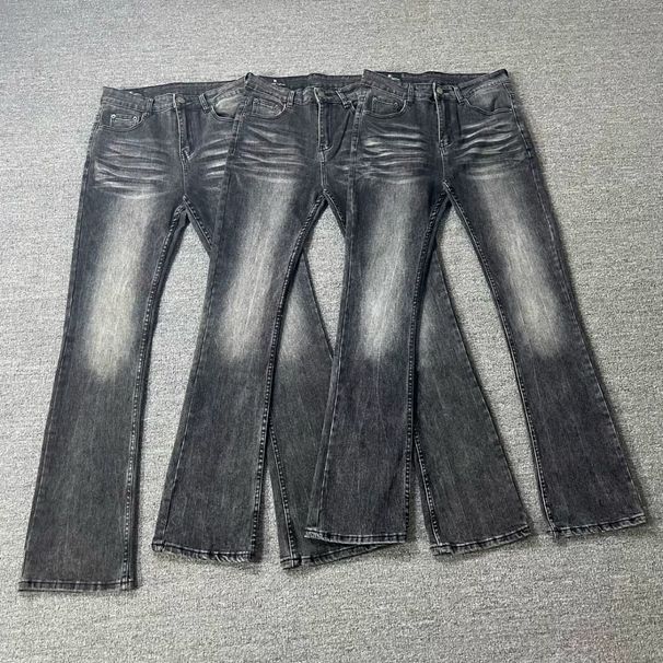 Men's Clothing Texture High Street Style Washed Straight Jeans Retro Vibe Flared Jeans_viptrois.com