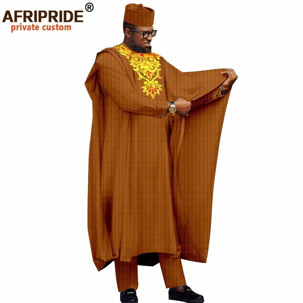 Men's clothing African men's four-piece coat + top + pants + hat_viptrois.com