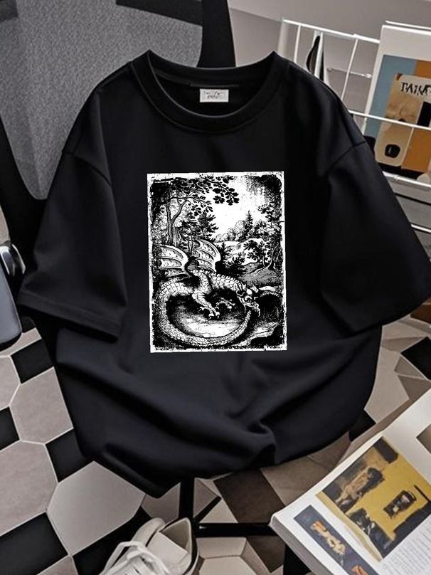 NEW LIMITED Ouroboros Dragon Ancient Symbol Alchemys Pagan Occult Goth T Shirt S 3XL Comfortable Homme Unisex Slightly Top For Everyday Wear_viptrois.com