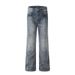 Men's Clothing Retro Washed Distressed Jeans For Men Trendy Loose Casual Straight Trousers Slim Flared_viptrois.com