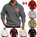 Men's Fleece Zip-up Hoodie With 3d Print, Relaxed Fit, Henry Collar, For Spring & Fall (Black/White/Red/Light Gray/Apricot/Wine Red/Camel/Dark Gray)_viptrois.com