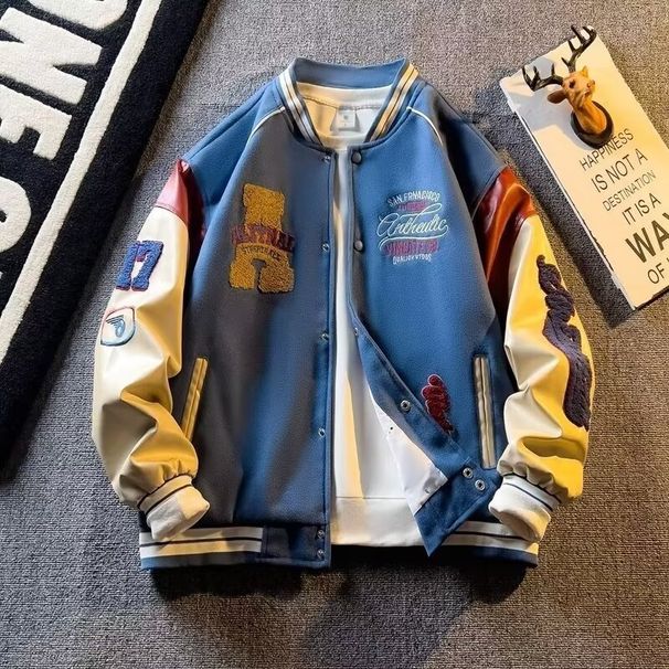 Men's Clothing New Spring And Autumn Handsome Baseball Jacket Men's Trendy Brand Casual Towel Embroidered Clothes Trendy Versatile Jacket Men_viptrois.com