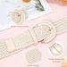 Women's Braided Rattan Wide Woven Waist Belt With Semicircle Buckle For Summer Dress Jeans Trousers_viptrois.com