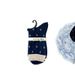Songmu Light Retro Navy Blue "bow Knot Korean Socks Women's Mid Tube Socks Designer Pure Cotton Socks_viptrois.com