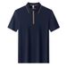 Men's Clothing Men's Seamless Nylon Ammonia Short Sleeve Shirt Turn Down Collar Half Zip T-Shirt Business Style Summer_viptrois.com