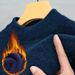 Men's Clothing Fleece-Lined Sweater Winter Warm Knit Pullover Soft Chenille Thermal Long Sleeve Casual Tops (Black, Beige, Dark Grey, Navy, Teal)_viptrois.com