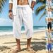 Men's Summer Casual Waffle Sports Capri Shorts Hawaiian Beach Loose Fit_viptrois.com