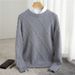 Men's Korean-Style Jacquard Sweater – Thickened Round Neck Pullover (Black/Khaki/Beige/Light Blue/Medium Gray, Sizes S-3XL_viptrois.com