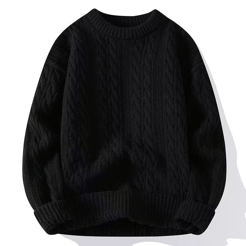Winter Bottoming Shirt Round Neck Sweater Twist Knit Pullover Men's Fried Dough Twists Knit_viptrois.com