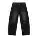 Men's Distressed Streetwear Jeans – Raw Hem Relaxed Fit Vintage Washed Denim Pants With Knee Slits & Bleach Splatter (S-XL, Mid-Rise, Zip Fly)_viptrois.com