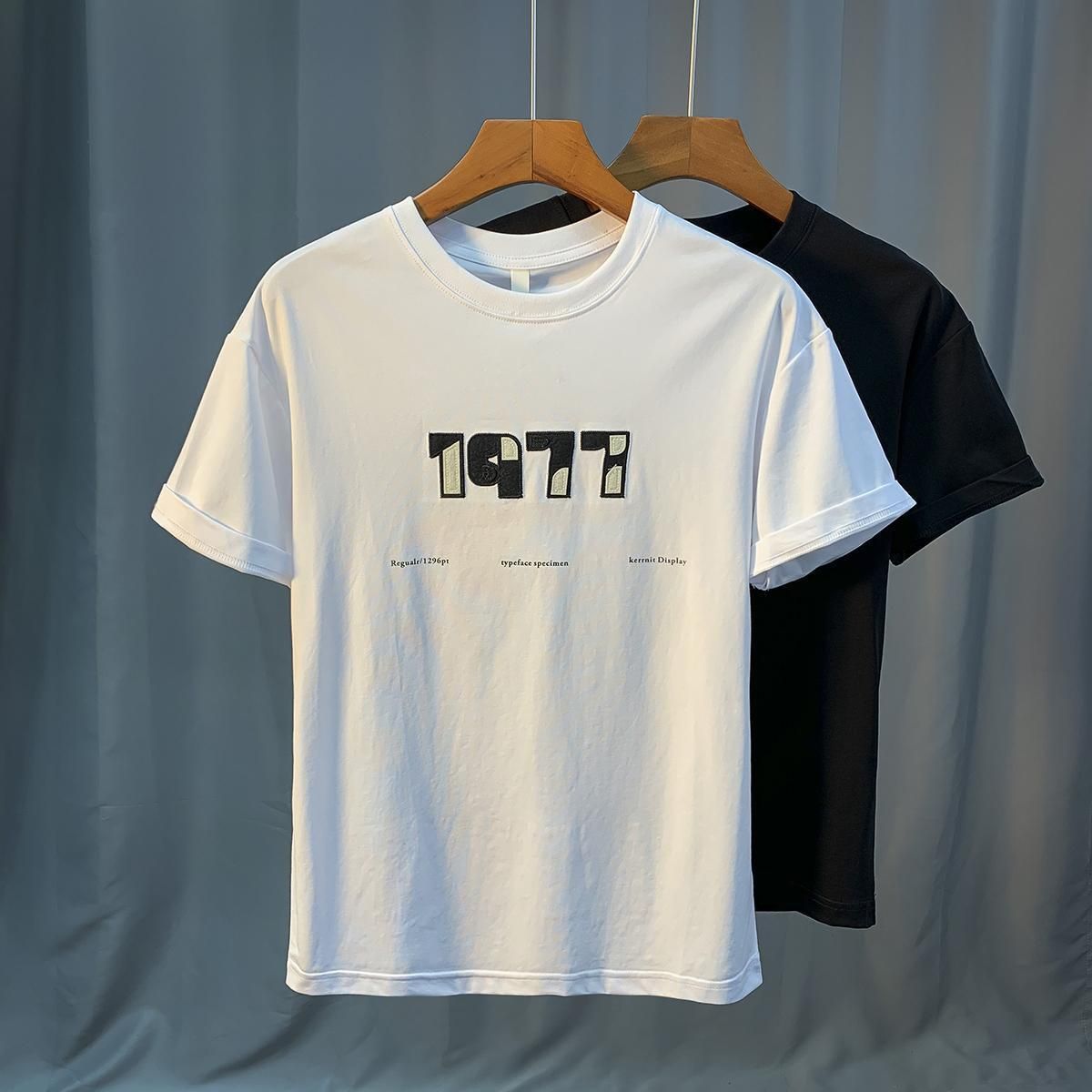 Short Sleeve T-Shirt Men's Summer Crew Neck Trend T-Shirt Printed Classic Versatile Top Half Sleeve Skinny Clothes Top_viptrois.com
