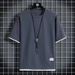 Men's Clothing Waffle Short Sleeved T Shirt Summer Thin Loose Versatile Casual T Shirt Half Sleeved Top_viptrois.com