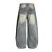 Men's Clothing New High Street Machete Pants Retro Washed Jeans Men And Women Vibe Wide Leg Pants_viptrois.com