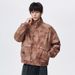 Men's Stand Collar Jacket – Retro Digital Print Windbreaker (Black/Grey/Caramel, M-8xl) Fashion Trends_viptrois.com