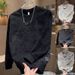 2025 Autumn And Winter Fleece Thickened Sweater Men's Trend Tie-dye Letter Steel Stamp Top_viptrois.com