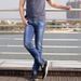 Micro-elastic Mid-waist Comfortable Jeans Spring Straight Slim Slim Breathable Skin Trousers Man_viptrois.com