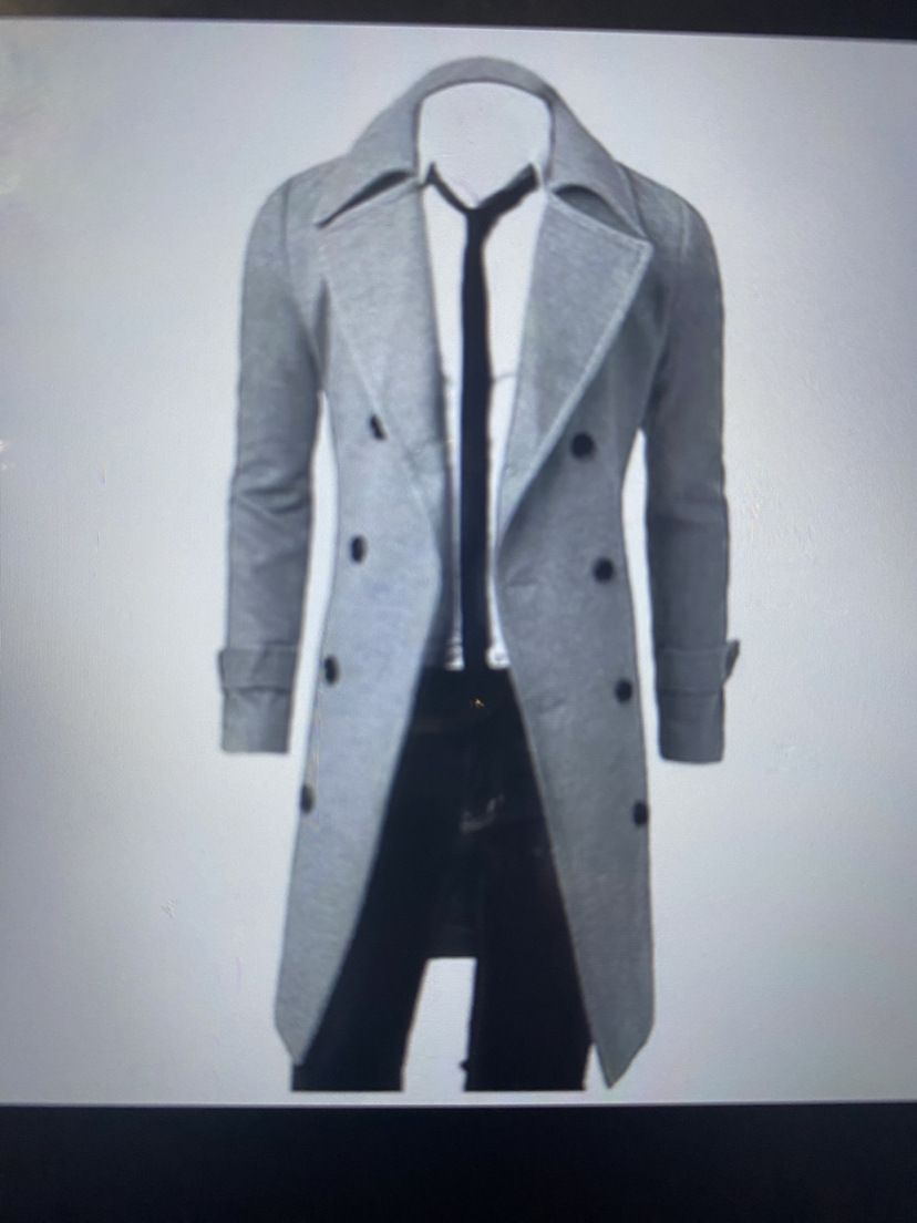 Men's Clothing New Men's Double Breasted Nylon Windbreaker Mid Length Trendy Slim Casual Coat_viptrois.com