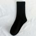 1pairs High Elastic Female Socks Student Black And White Mid-tube Socks Sports Wicking Cotton Socks Casual Solid Color Long Socks Female_viptrois.com