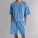 Men's Clothing New Summer Shorts Short Sleeved Men's Terry Casual Round Neck Sports Men's Two Piece Suit_viptrois.com