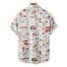 Men's Summer Short Sleeve Shirt European American Style Mushroom Print plus Size Loose Fit Beachwear_viptrois.com