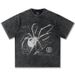 Men's Clothing 2025 Cross Border Summer Y2K Spider Washed Old American Street Print 300g High Weight Short Sleeved T Shirt Top_viptrois.com