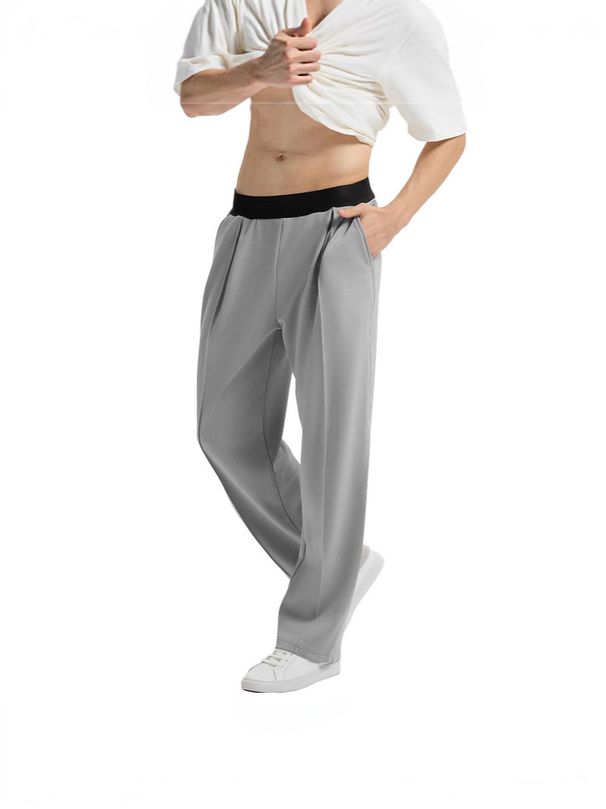Men's Clothing New Men's Men's Stitching Casual Knitted Trousers_viptrois.com