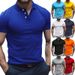 Summer New Men's Slim-fit Button-neck Casual Muscle T-shirt Large-size Men's Polo Shirt_viptrois.com