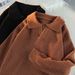 Pure Autumn Winter New V-Neck Turn-Down Collar Sweater Men Couple Polo Shirt Vintage Loose Solid Color Knitwear Jacket Retro_viptrois.com