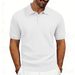 Men's Heavyweight Textured Jacquard Polo Shirt, Relaxed Fit Short Sleeve Top For Casual & Streetwear Looks_viptrois.com