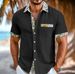 Men's Clothing Shirt Beach Vacation Pocket Loose Contrast Color Print Short Sleeved Shirt_viptrois.com