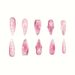 3D Three Dimensional Dripping Glue Flower Gradient Pearl Wear Nail Stripes Almond Shaped Short Style False Nails_viptrois.com
