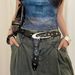 Instagram five pointed star studded waistband, women's pants with punk style circular flying ring design belt_viptrois.com