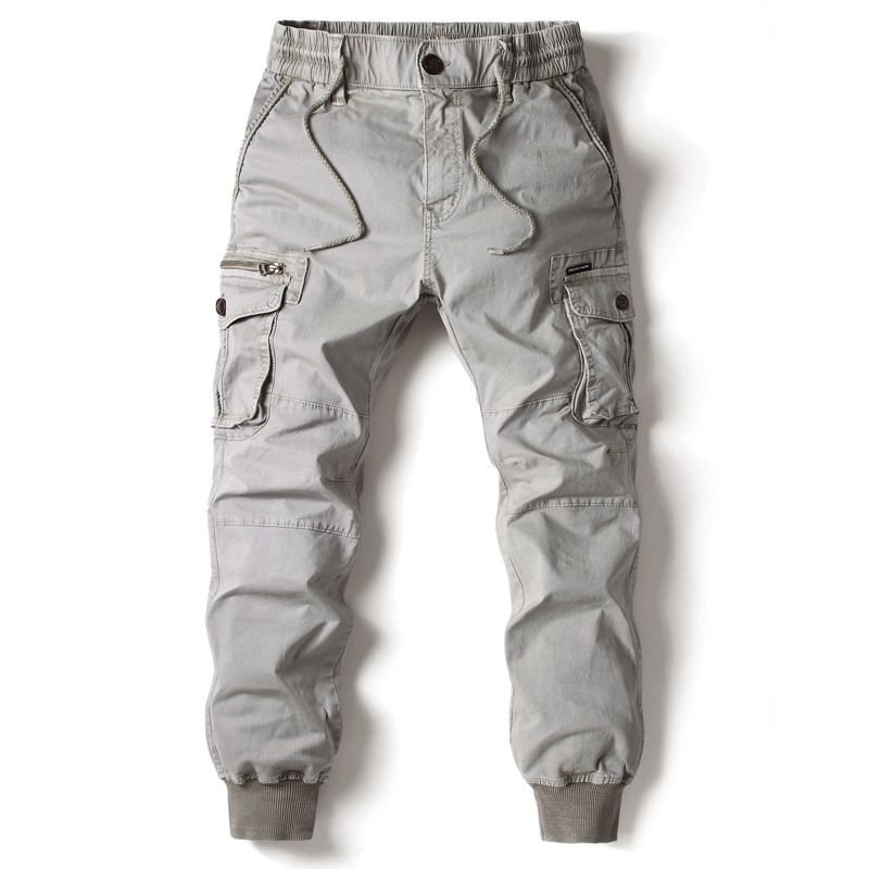 Men's Workwear Pants Trend Style Youth Oversized Solid Color Leggings With Multiple Pockets_viptrois.com