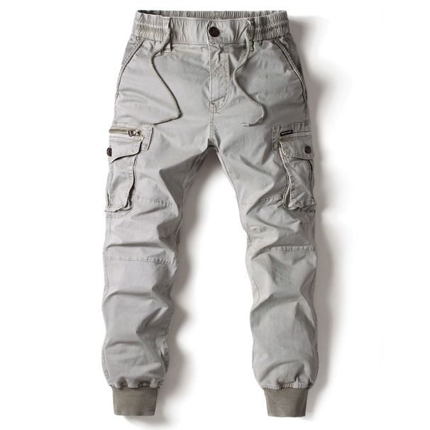 Men's Workwear Pants Trend Style Youth Oversized Solid Color Leggings With Multiple Pockets_viptrois.com
