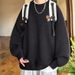 New round neck sweater for men in winter, with added velvet and thick pullover, loose base, knitted sweater jacket_viptrois.com