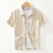 Men's Clothing Casual Artistic Simple Large Size Breathable Cotton And Linen Shirt Ramie Shirt Lapel Short Sleeve_viptrois.com