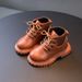 Children's autumn and winter solid color short boots boys fashion Martin boots wool mouth girls soft bottom boots single boots leather boots_viptrois.com