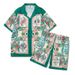 Men's clothing high street flower shirt suit retro poker street shirt casual cardigan shorts matching men_viptrois.com