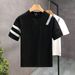 Men's Fashion Contrast Trim Short Sleeve T-Shirt - Lightweight Breathable Loose Fit Tee With Urban Style_viptrois.com