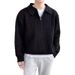 Men’S Slim-Fit Polo Knit Sweater – Half-Zip Business Casual Pullover, Breathable & Stretch Polyester (Black/Grey/Khaki) – All-Day Comfort_viptrois.com
