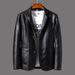 Men's Slim Fit PU Leather Blazer – Business Casual Jacket With Notched Lapel (M-6XL, Black/Brown/Khaki, Lightweight Spring Wear)_viptrois.com