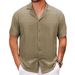 Men's Clothing Independent Station Men's Shirt Summer New Suit Collar Solid Color Short Sleeve Jacquard Men's Shirt A0303_viptrois.com