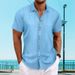 Men's Clothing Lapel Bamboo Linen Short Sleeved Shirt Loose Casual Jacquard Shirt_viptrois.com