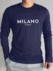 Men's Long Sleeved Round Neck Black T-shirt Top Loose 100 Cotton Tops_viptrois.com
