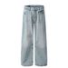 Retro Straight-Leg Jeans – Vintage Washed Denim Pants With Adjustable Drawstring (Blue, S-3xl, Unisex)_viptrois.com