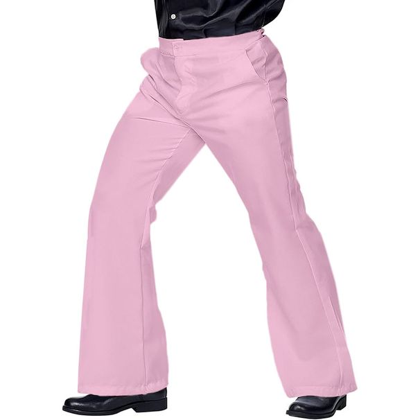 Men's Stretch Retro Flare Pants - Comfortable High Waist Cotton Blend Trousers For Casual & Outdoor Wear_viptrois.com