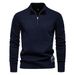 Pure Cotton Sweater Men's Stand-up Collar Half-zipper Slim-fitting Men's Knitted Sweater Top_viptrois.com