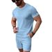Men's Jacquard Knit Short Sleeve Polo & Shorts Set - Solid Color Summer Casual Outfit_viptrois.com