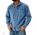 Men's Striped Corduroy Shirt Non-Iron Wrinkle Free Business Casual Long Sleeve Classic Fit Solid Pattern Button-Up Dress Shirt_viptrois.com