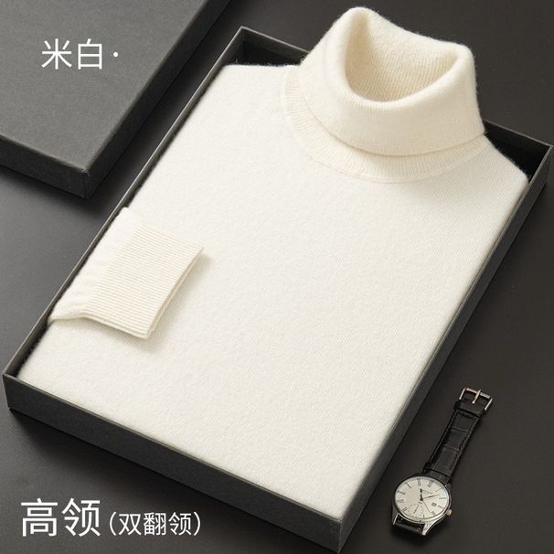 Foldable High Neck Long Sleeved Warm Sweater, Autumn And Winter Solid Color Knitted Sweater, Youth Pullover_viptrois.com
